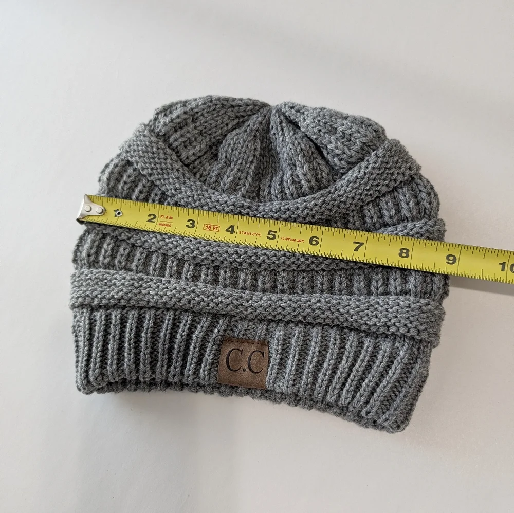 C.C Trendy Gray Warm Chunky Soft Stretch Cable Knit Skully Beanie Hats Cap